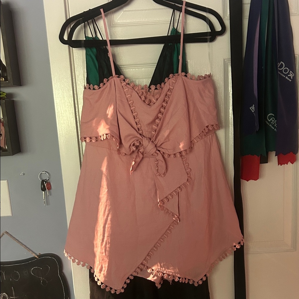 Francesca's Collections Pink Ruffle Jumpsuit